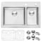 Ruvati 33"x22" Drop-in Topmount Kitchen Sink 16 Gauge SS 70/30 Double Bowl RVM5173 - alternate 1